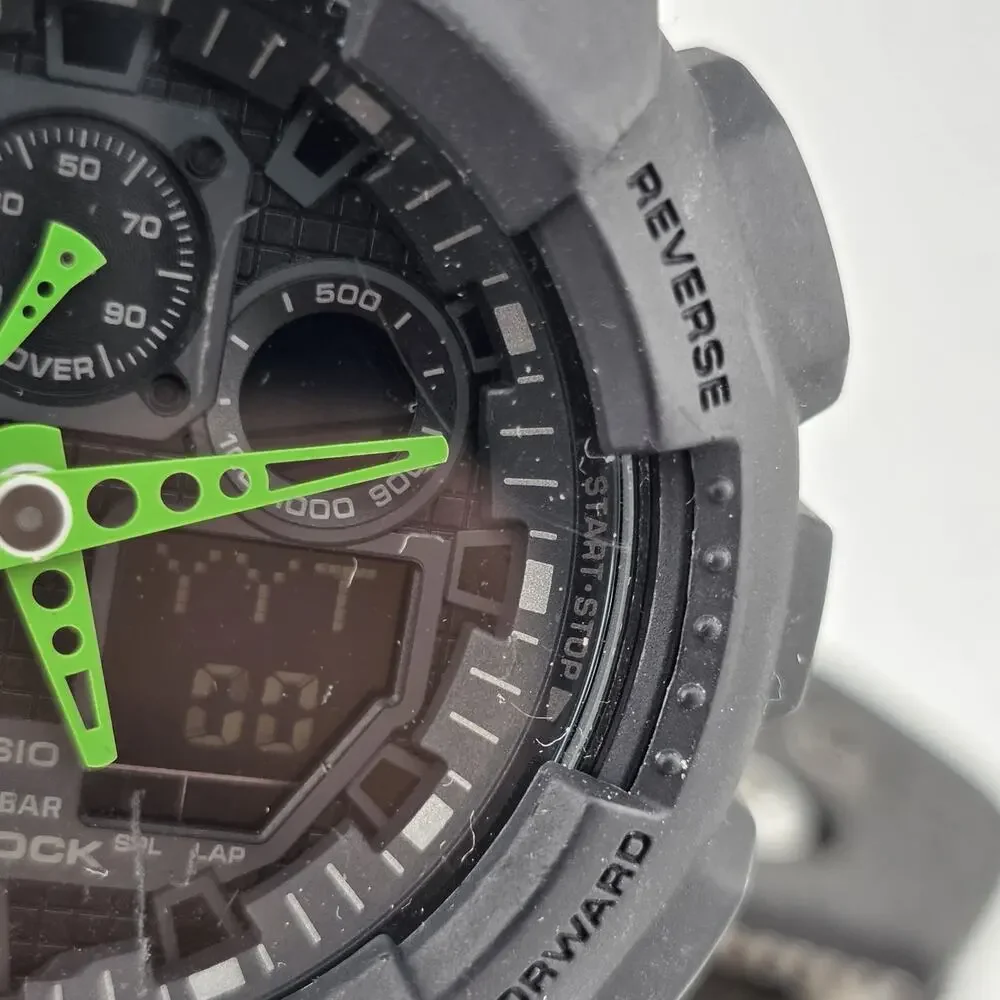 Casio G-Shock GA-100C 5081 Black Green Analog Digital Watch WR20BAR Working